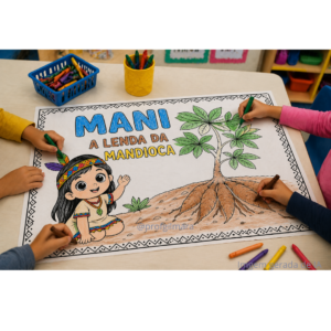 CARTAZ PARA COLORIR MANI A LENDA DA MANDIOCA(POVOS INDÍGENAS, POVOS ORIGINÁRIOS)