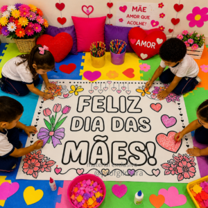 PAINEL PARA COLORIR FELIZ DIA DAS MÃES (mamãe)