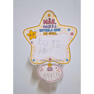 CARTÃO DIA DAS MÃES ESTRELA NO PALITO(mamãe, vovó, madrasta, titia)