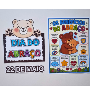 PAINEL URSO BENEFÍCIOS DO ABRAÇO(dia do abraço, emoções, sentimentos)