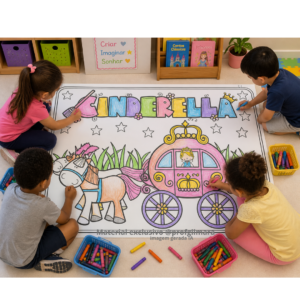 PAINEL PARA COLORIR CINDERELA (contos de fadas, era uma vez)
