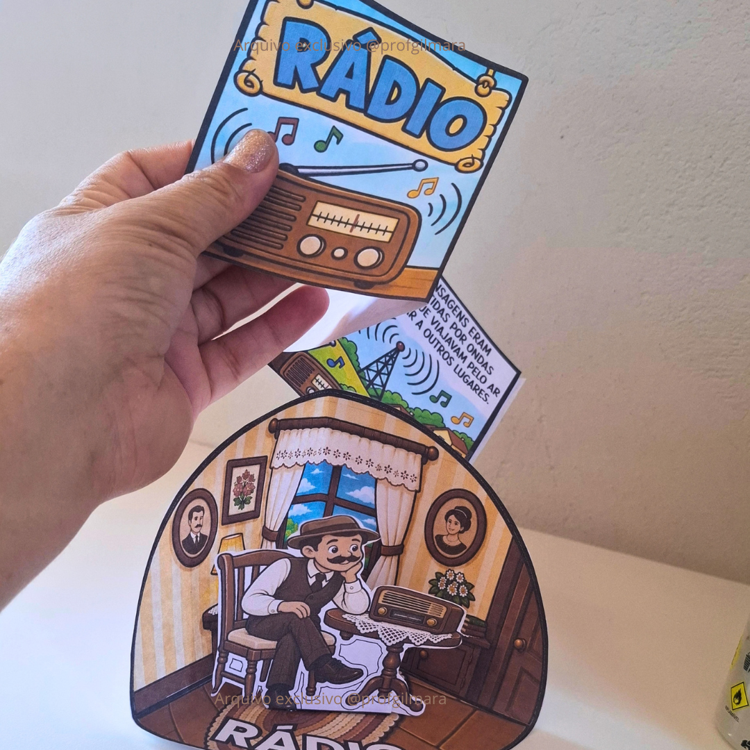 MINICENÁRIO E MINILIVRINHO RÁDIO (evolução dos meios de comunicação, evolução da escrita)