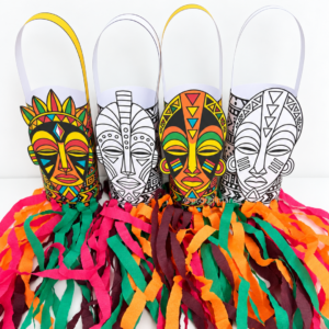 ATIVIDADE INTERATIVA MÁSCARAS AFRICANAS (Consciência negra, África, máscara, selo antirracista, antirracismo)